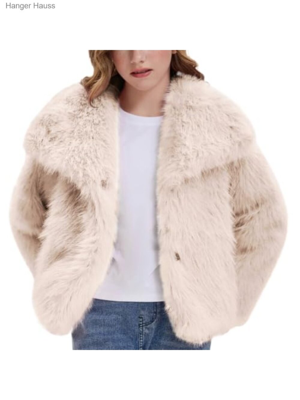 Girls Faux Fur Coat Fluffy Shaggy Warm Winter Outerwear Jacket
